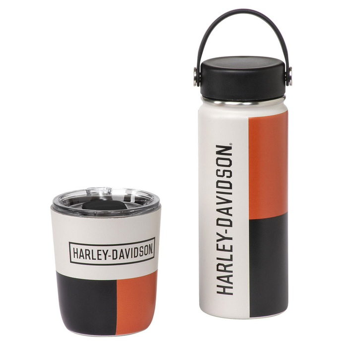 Harley-Davidson® Retro Block Travel Mug & Water Bottle Set