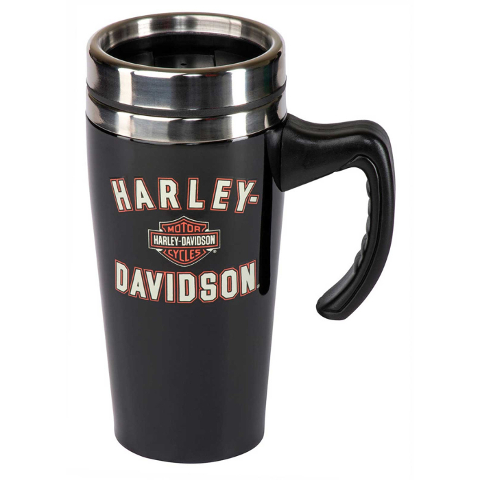 Harley-Davidson® Travel Mug, Bar & Shield Double-Wall Stainless Steel w/ Handle