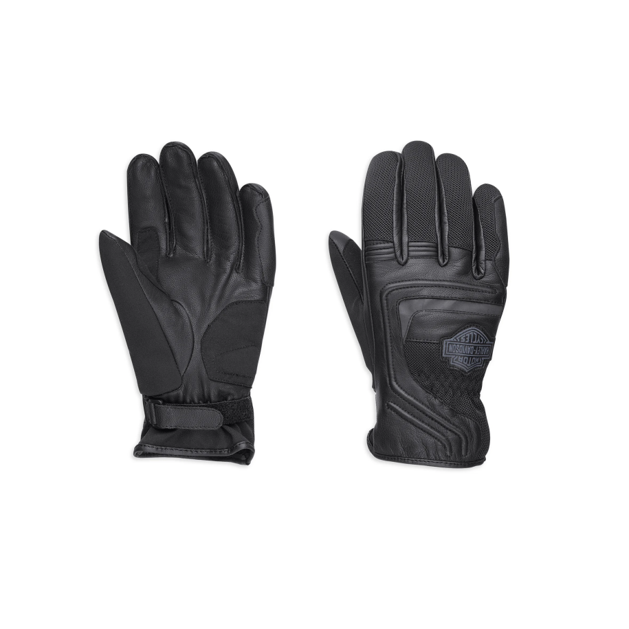 Men's Bar & Shield Logo Leather & Mesh Gloves