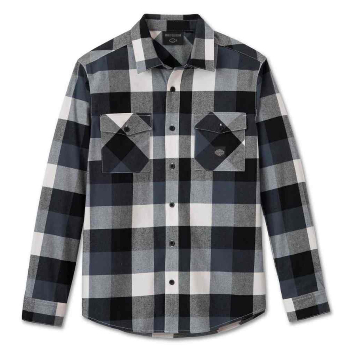 Harley-Davidson Men's Essence Long Sleeve Plaid Flannel Shirt - laisvalaikio marškiniai