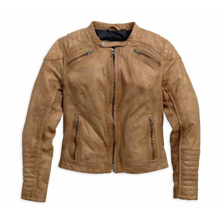 Harley-Davidson® Women's Buff Washed Perforated Leather Jacket - važiavimo striukė (Dydis: L)