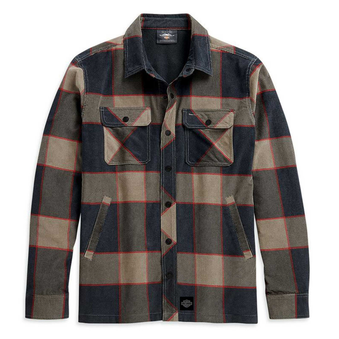 Harley-Davidson® Men's Lined Printed Corduroy Plaid Shirt Jacket - Marškiniai