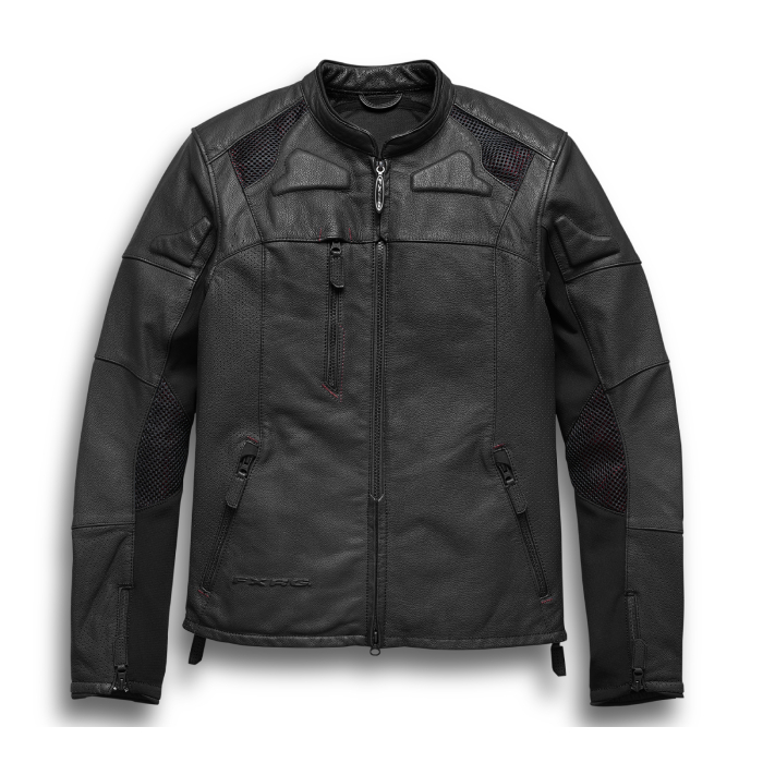 Men's FXRG Perforated Slim Fit Leather Jacket - Vyriška važiavimo striukė