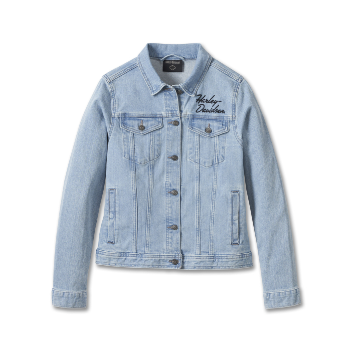 Women's Silver Wing Stretch Denim Jacket - Light Indigo - Moteriški marškiniai