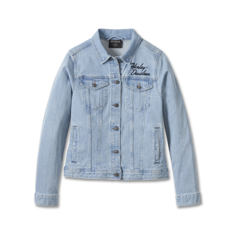 Women's Silver Wing Stretch Denim Jacket - Light Indigo - Moteriški marškiniai