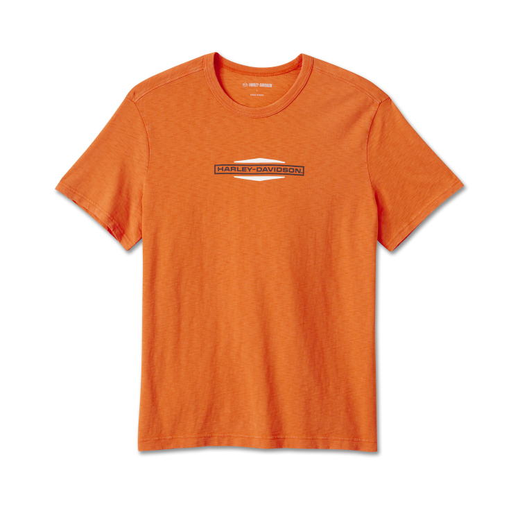 Men's Stacked Bar & Shield Slub Tee - Harley Orange - Marškinėliai