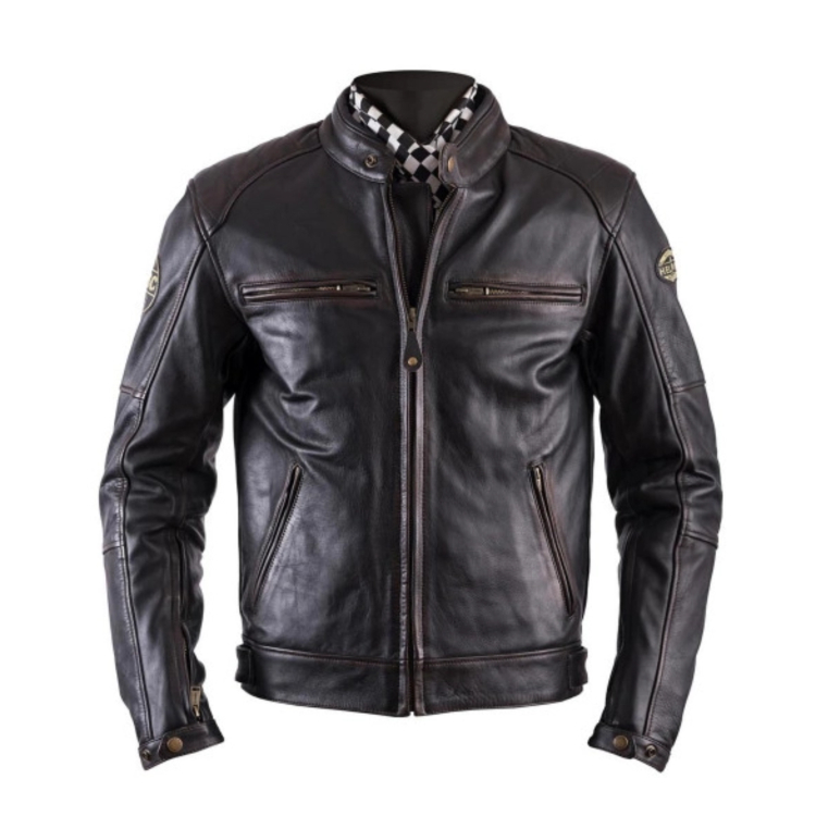 Helstons Track Oldies Leather Jacket Brown -Važiavimo striukė