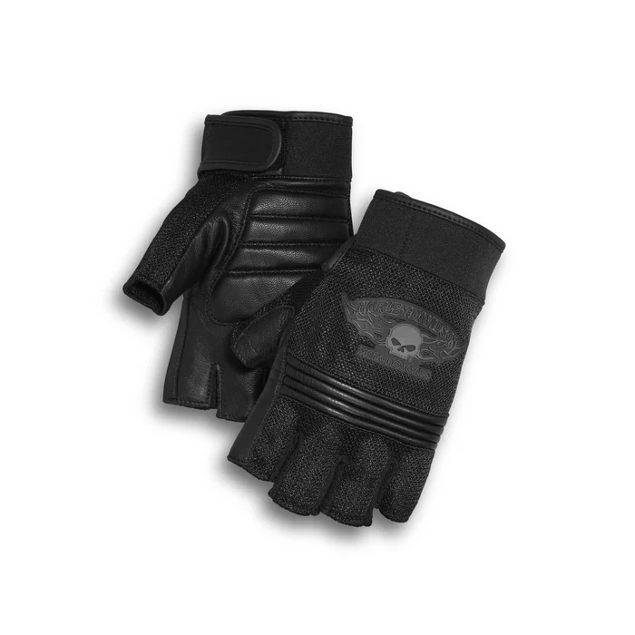 Men’s Winged Willie G Skull Fingerless Gloves - Pirštinės