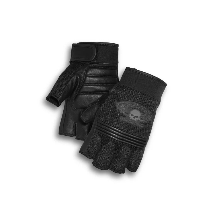 Men’s Winged Willie G Skull Fingerless Gloves - Pirštinės