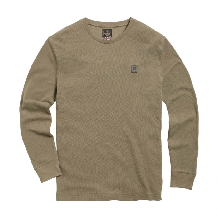 Triumph Dean Long Sleeve Khaki Waffle Tee Shirt - Marškinėliai