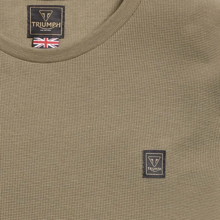 Triumph Dean Long Sleeve Khaki Waffle Tee Shirt - Marškinėliai