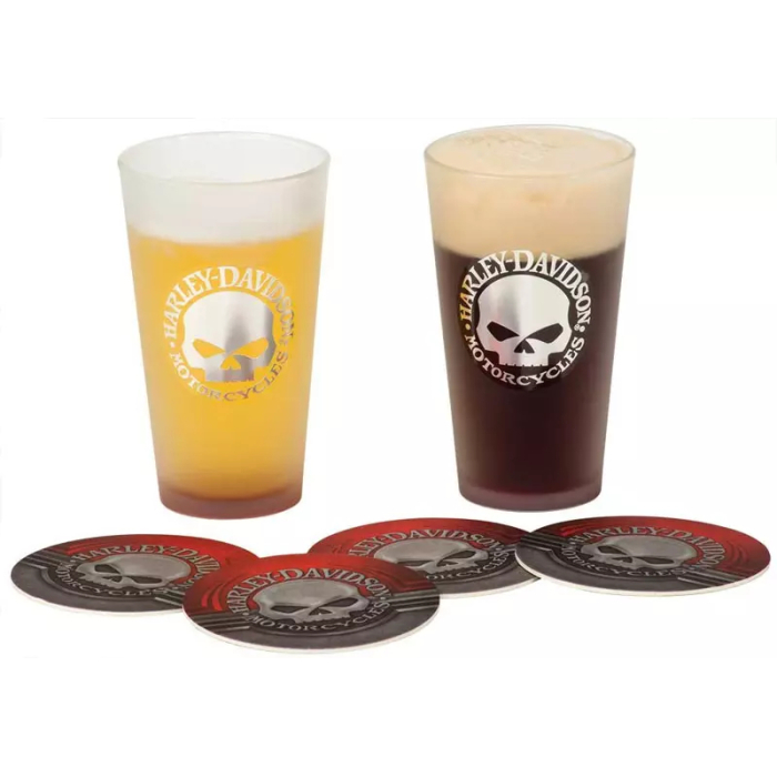 Harley-Davidson Skull Pint Glass Set - Stiklinių rinkinys